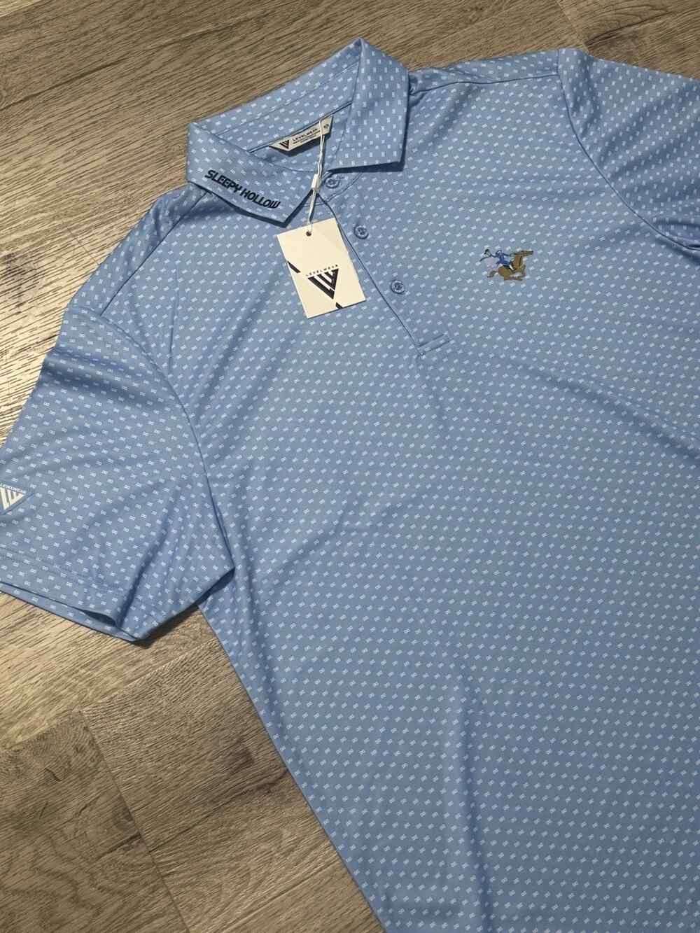 NWT Sleepy Hollow Country Club Performance Polo Shirt Levelwear M Blue